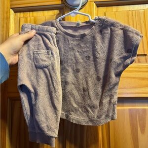 Quincy Mae purple polka dot terry cloth matching set